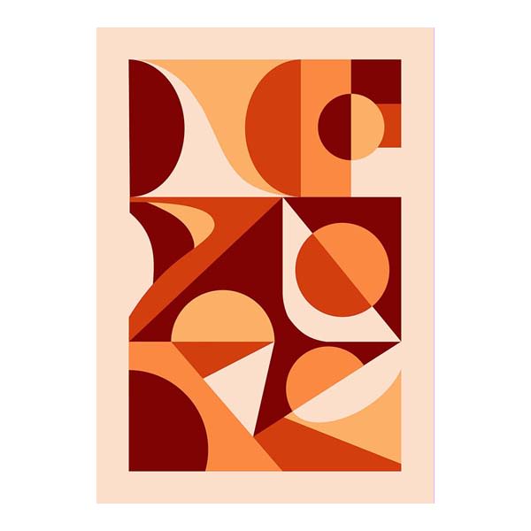 Abstract mid-century modern geometric poster in terracotta orange palette