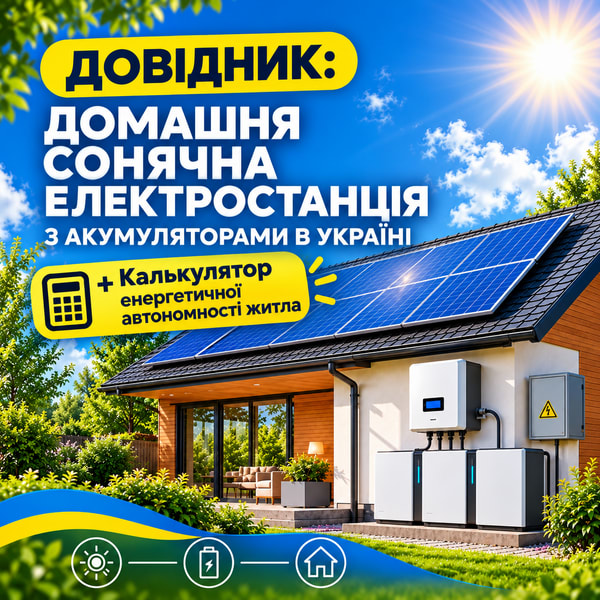 Довідник: домашня сонячна електростанція з акумуляторами в Україні+Калькулятор енергетичної автономності житла