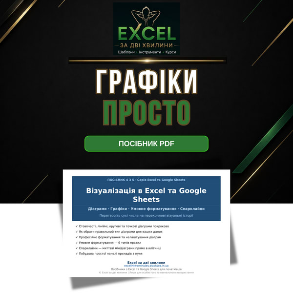 Excel і Google Sheets: Діаграми, Графіки, Умовне форматування та Спарклайни — Посібник PDF для початківців | Excel за дві хвилини