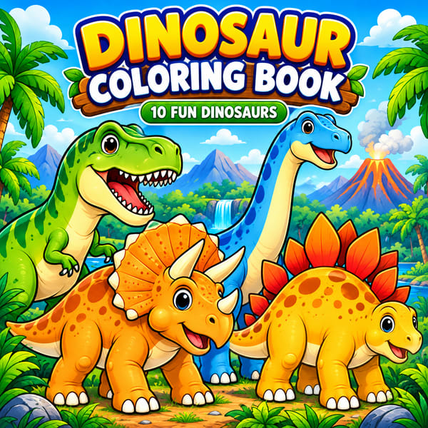 Dinosaur Coloring Book — Раскраска с динозаврами