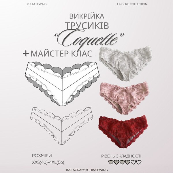 Викрійка та майстер-клас з пошиття трусиків "Coquette"