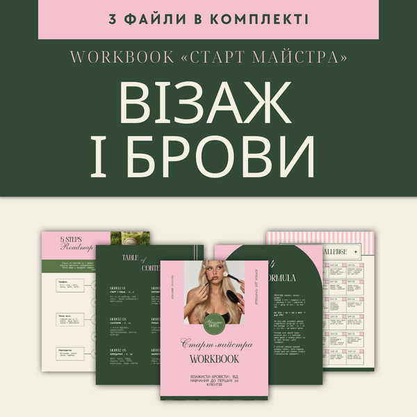 Старт візажиста-бровіста: воркбук + Excel-таблиці + шаблони PDF