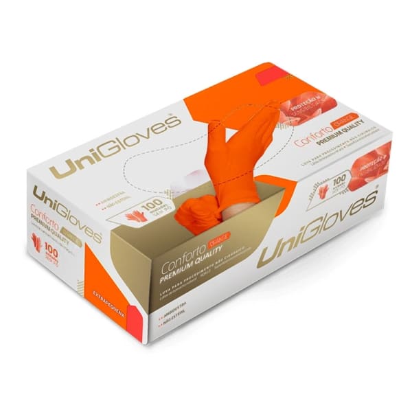 Luva Látex Com Pó Laranja Premium - Unigloves