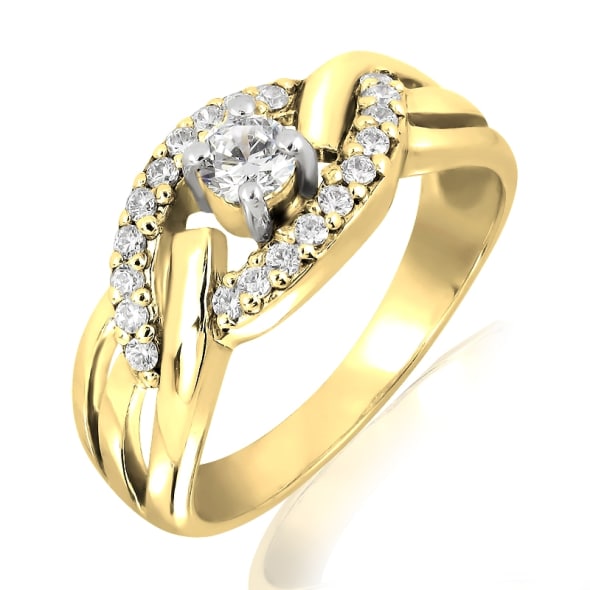 แหวนทอง 18K ประดับเพชร น้ำหนักรวม 0.50 กะรัต ค่าสี F ค่าความสะอาด VS เพชรมาพร้อมใบรับรองจาก GIA