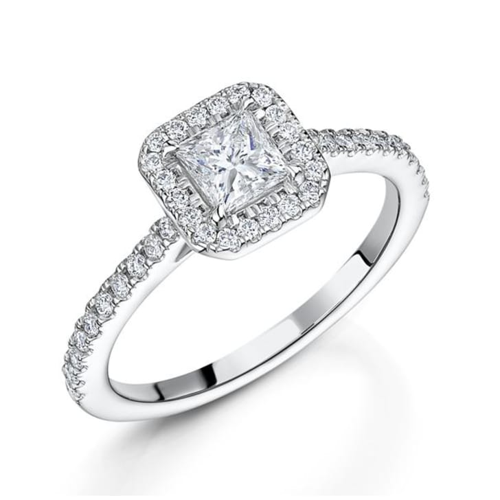 18k Gold And 0 85 Carat G Color Vs Clarity Princess Diamond Ring Engagement