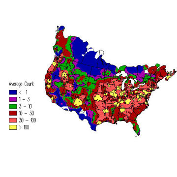 American Crow winter distribution map