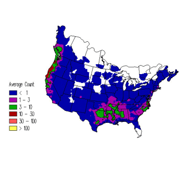 Fox Sparrow winter distribution map