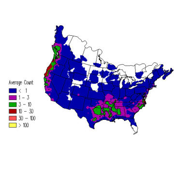 Fox Sparrow winter distribution map