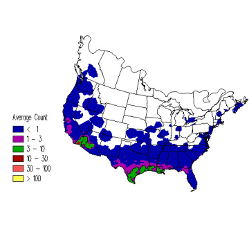 Orange-crowned Warbler winter distribution map