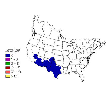 Pyrrhuloxia winter distribution map