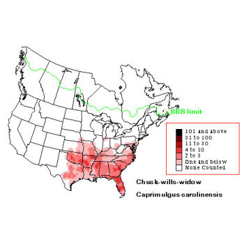 Chuck-will's-widow distribution map