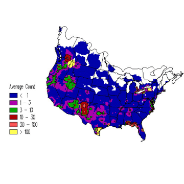 Redhead winter distribution map