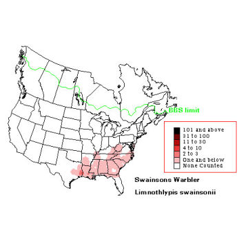 Swainson's Warbler distribution map