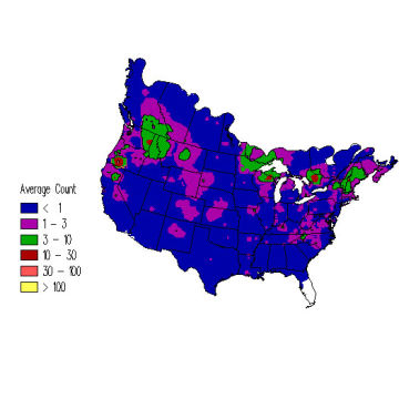 Red-breasted Nuthatch winter distribution map