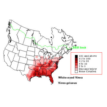 White-eyed Vireo distribution map