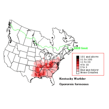Kentucky Warbler distribution map
