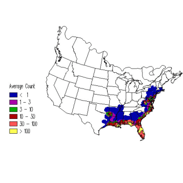 Fish Crow winter distribution map