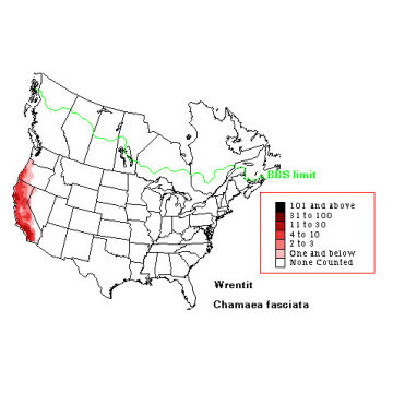 Wrentit distribution map