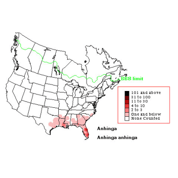 Anhinga distribution map