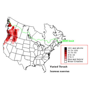 Varied Thrush distribution map