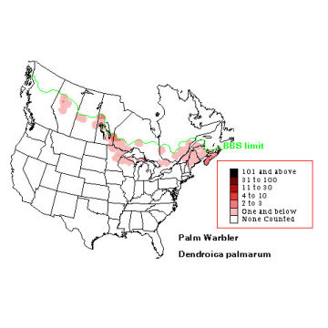 Palm Warbler distribution map