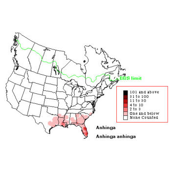 Anhinga distribution map