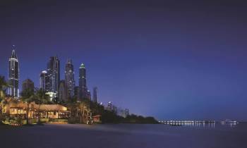 Resort view from beach night