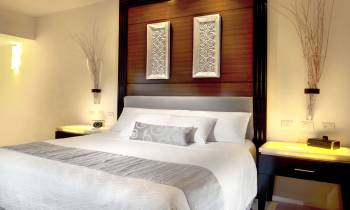 a double bed in a hotel room