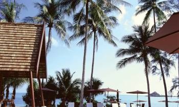 a group of lawn chairs sitting on top of a beach