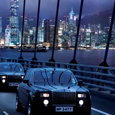 a view of a city at night
