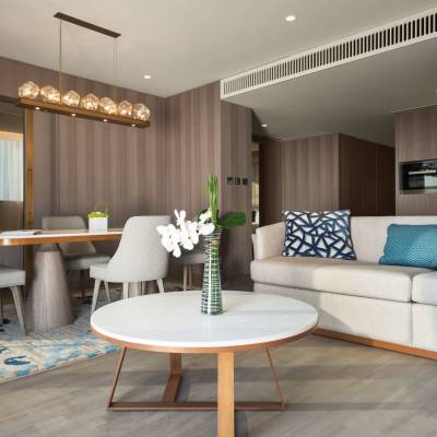 a room filled with furniture and a table