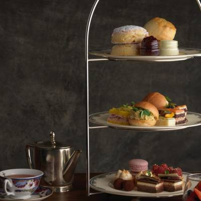 a table topped with plates of food