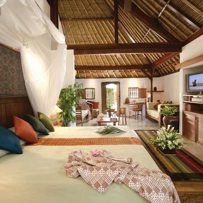 a large bed in a room