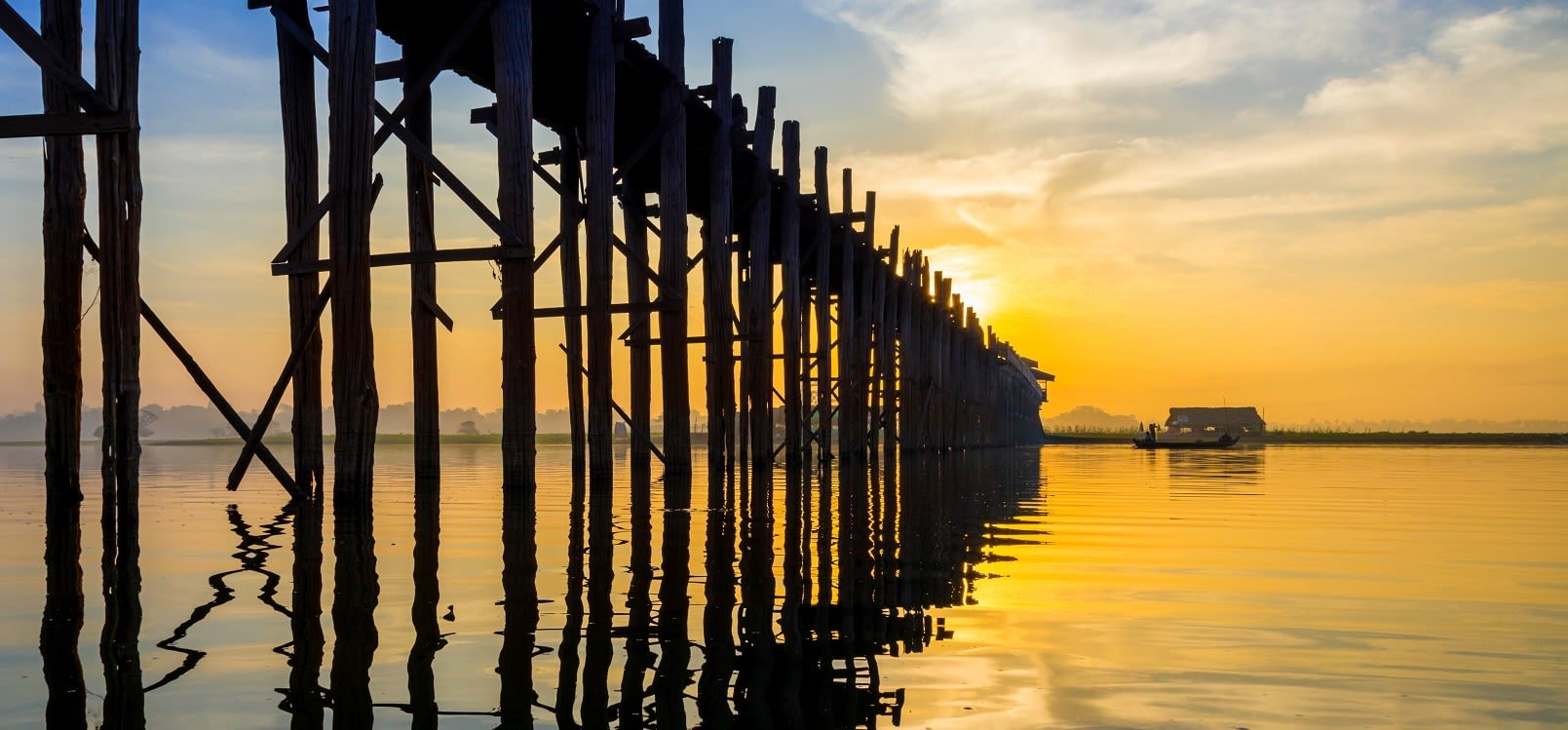 Ubein Bridge at sunrise, Mandalay, Myanmar Myanmar