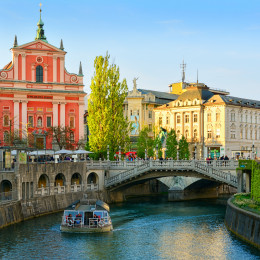 Ljubljanica-Fluss in Ljubljana, Slowenien