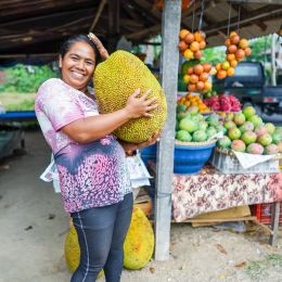 Shopping at a market in Indonesia