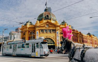Flinders Street Station and City Circle Tram, Australia