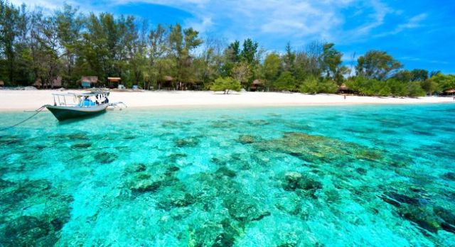 Beautiful sea and coastlines of Gili Meno, Indonesia.