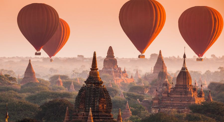 Hoch hinaus mit dem Heißluftballon in Myanmar