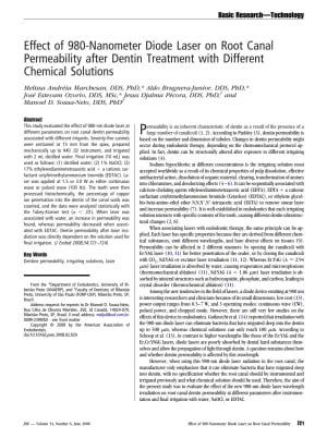 Effect of 980 nanometer diode laser on root canal permeability after dentin treatment with different chemical solutions q1bosj - Eugenol