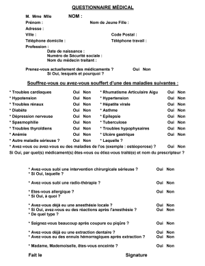 Questionnaire m dical3 zkjeto - Eugenol