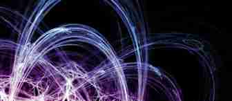 An abstract digital artwork featuring intertwining, luminescent lines in shades of blue and purple set against a black background. The swirling patterns create a dynamic sense of movement and energy, resembling light trails.