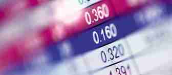 Close-up image of a digital financial display showing various numbers and statistics, possibly stock market or exchange rates, with bright, blurred colors in the background. The text on the screen includes numbers like 0.360, 0.160, and 0.320.