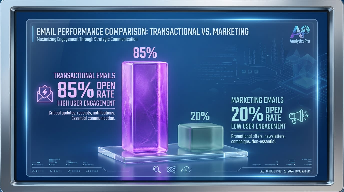 Chart comparing the 85% open rate of transactional emails versus 20% for standard marketing emails