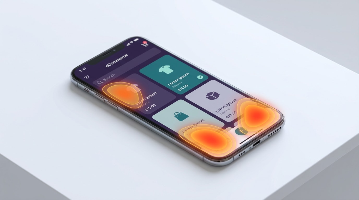 Heatmap showing bottom-right and bottom-left engagement zones on mobile