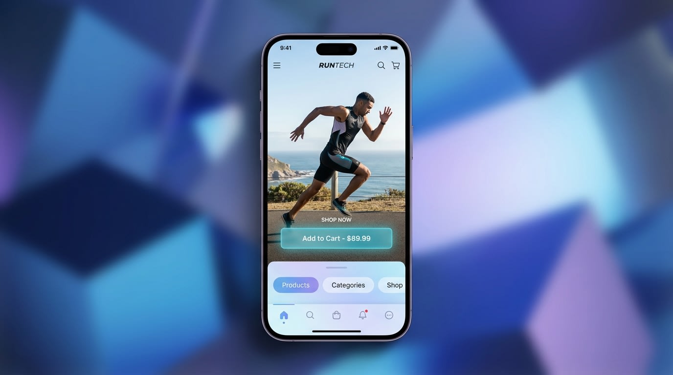 Mobile view of a Shopify store showing a ReelPik shoppable video with a direct 'Add to Cart' button overlaid on a runner