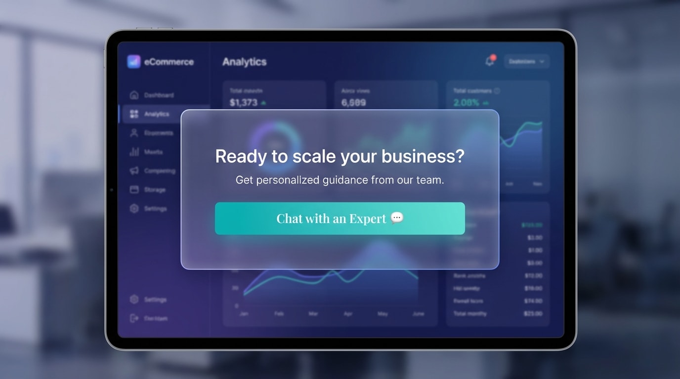 Screenshot of a sleek popup with a 'Chat with an Expert' button