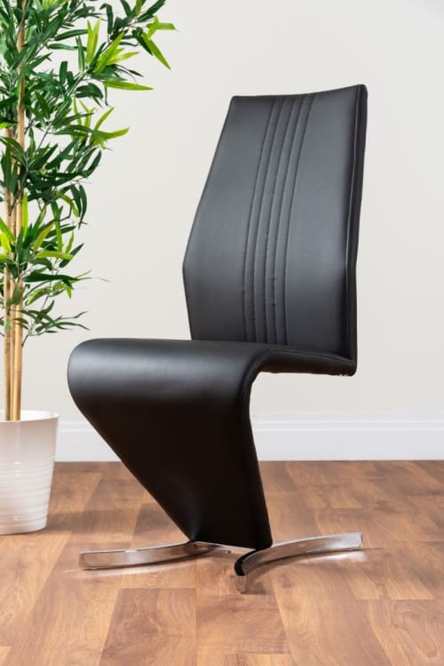 2x Willow White Faux Leather Chrome 'Z' Dining Chairs