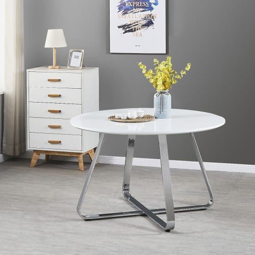 Santorini Brown Wood Contemporary Round Dining Table