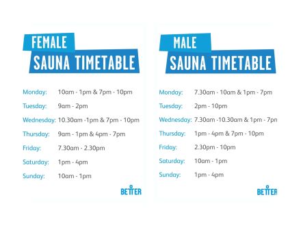 Sauna timetable